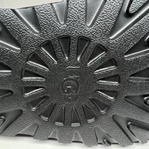 UGG [NEW] Neumel Leather Ankle Boots Wool Lining Black with Red Trim 1133777 - Picture 3 of 5